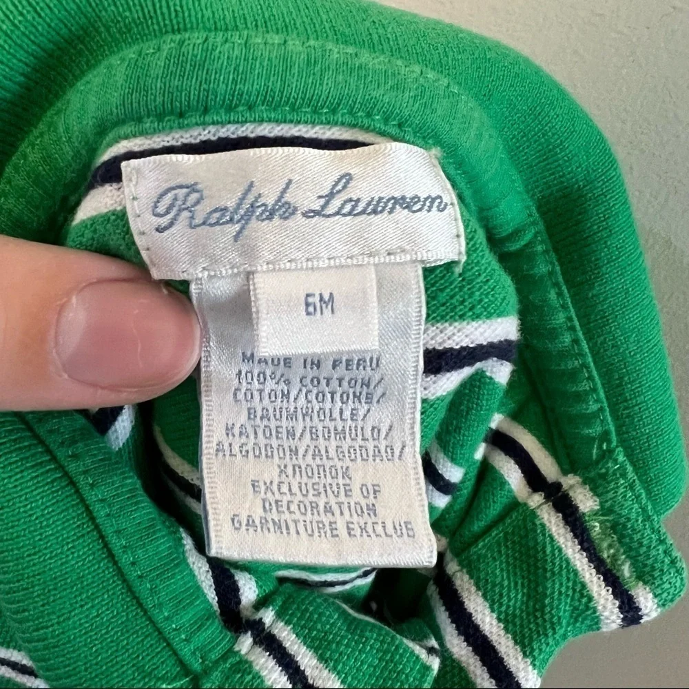 Ralph Lauren Green & White Striped Bodysuit Onesie